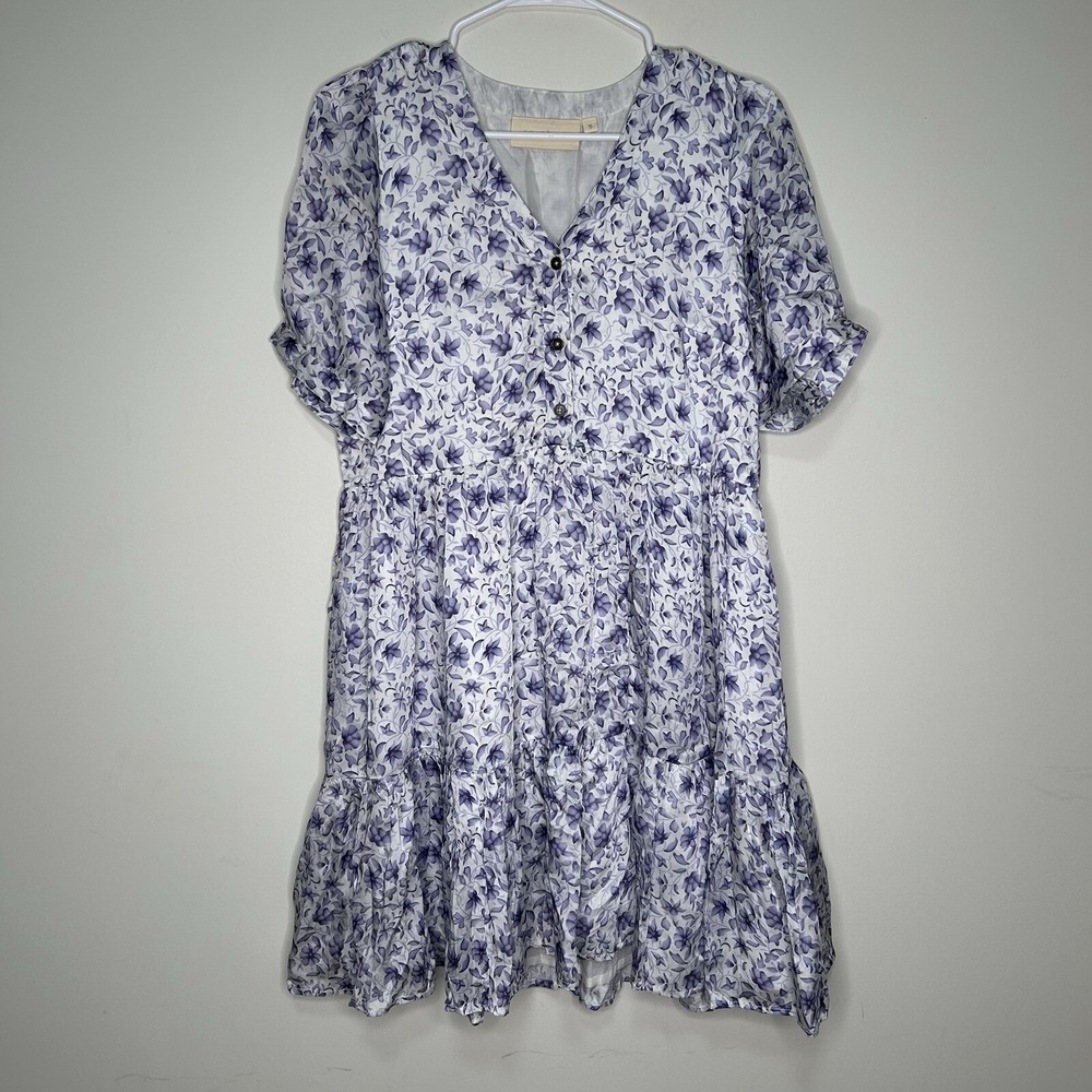 Reistor Dress Womens Small Look on the Bright Side Purple Porcelain Floral Print